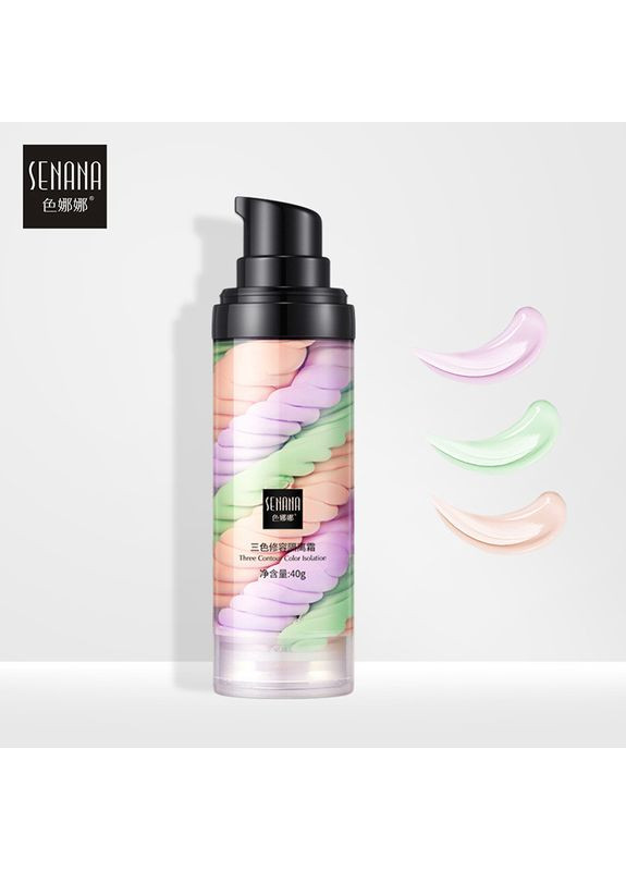 База для обличчя під макіяж Contour Three Isolation Face Balancing триколірна вирівнююча, 40 грам срок 09.02.26 Senana (330762486)