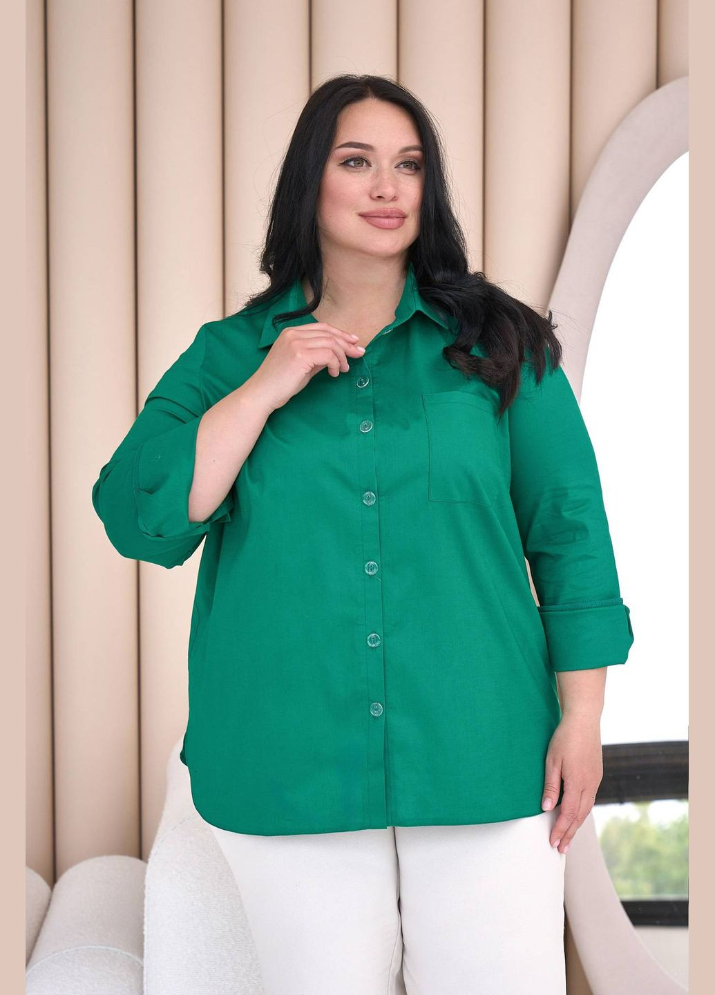 Зеленая классическая рубашка Tatiana
