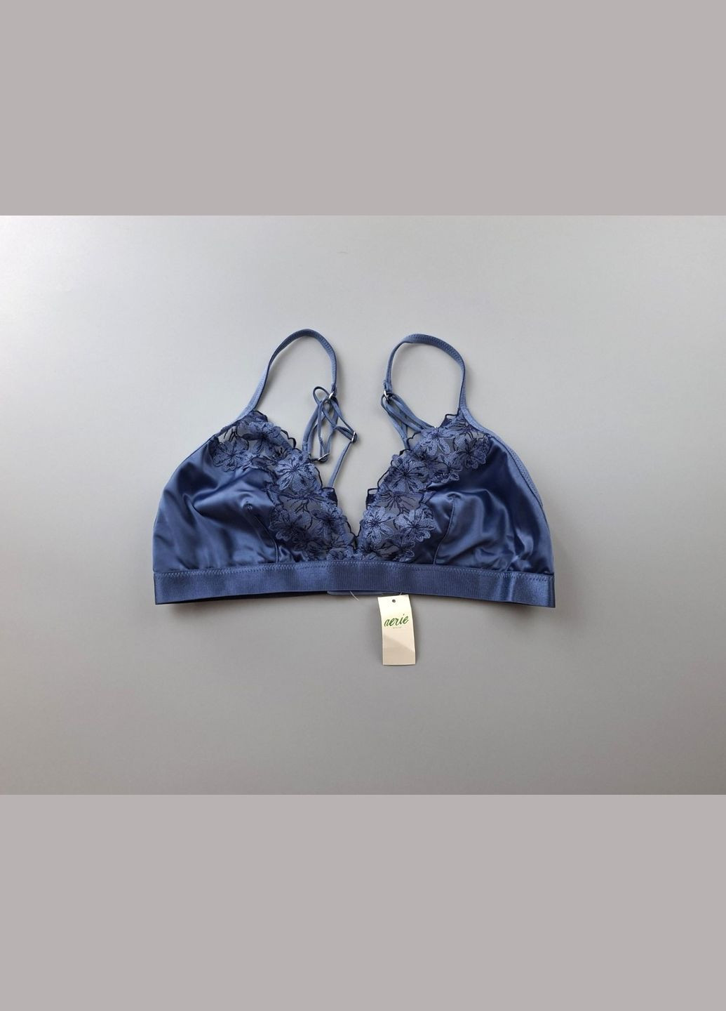 Синий бралетт бюстгальтер aerie American Eagle без косточек полиамид, атлас, кружево, эластан