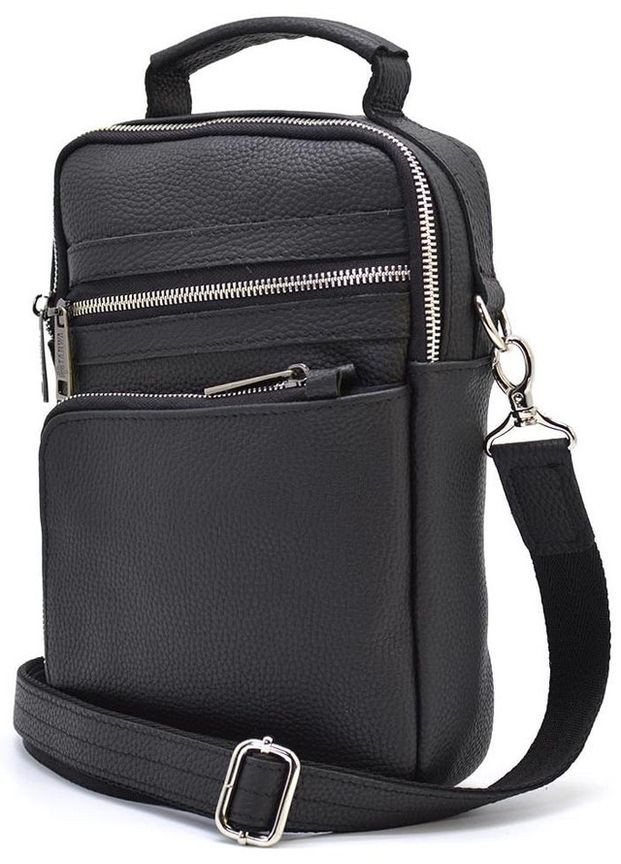 Сумка планшет через плечо для документов и для телефона мужская из натуральной кожи средняя Черный 37383 TARWA (352527496)