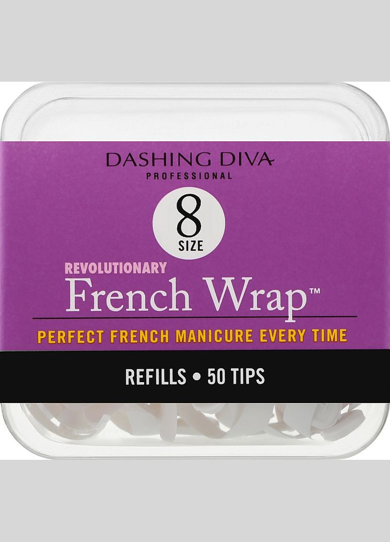 Тіпси вузькі French Wrap White 50 Tips (Size-8) 50шт (249313-27073156) Dashing Diva (368616071)