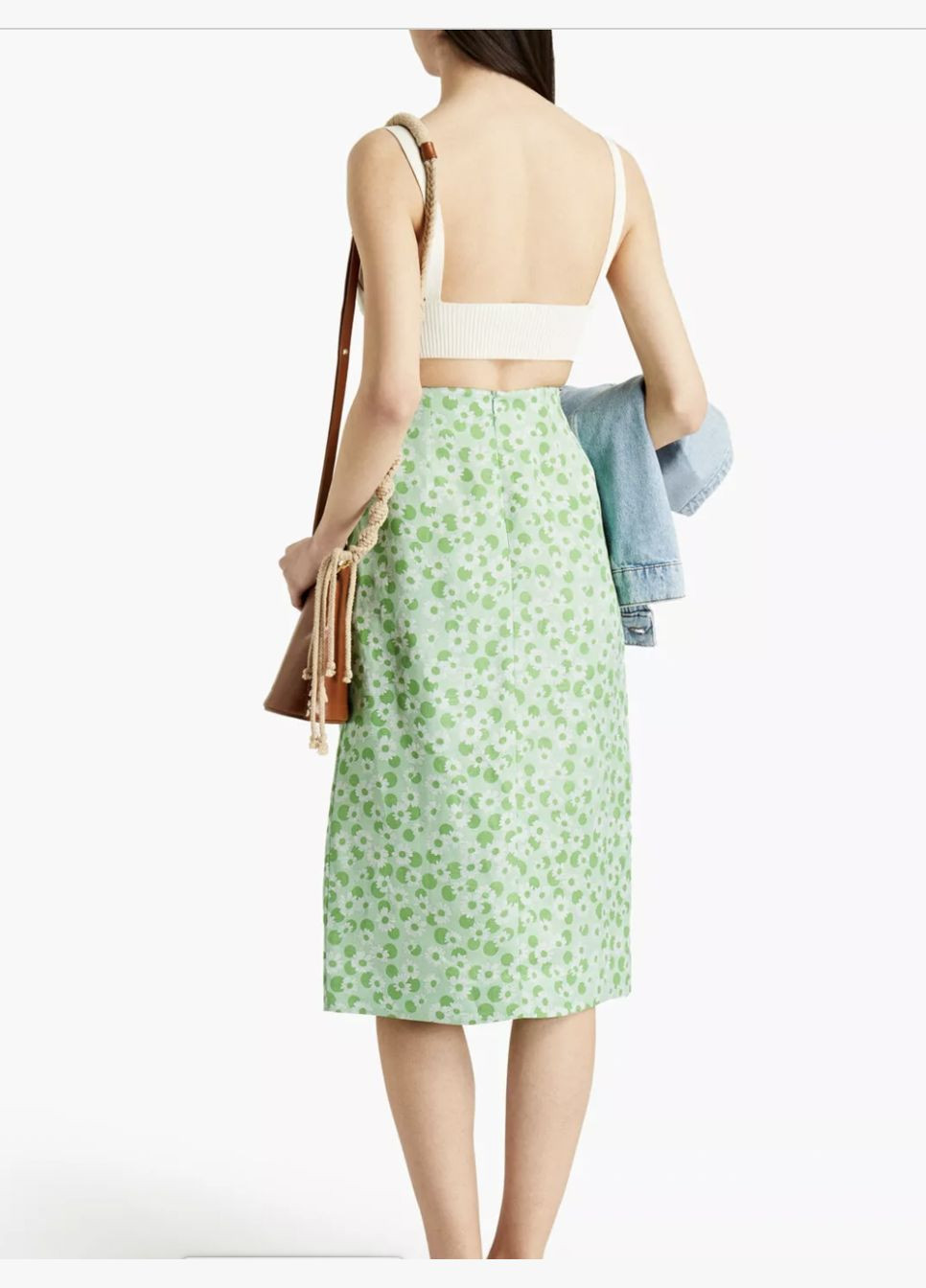 Светло-зеленая праздничный, коктейльный, спортивная, офисная, домашний, пляжный, карнавальный, откровенный, повседневная, кэжуал, вечерний цветочной расцветки стильная мини юбка шелк лен Sandro карандаш, а-силуэта (трапеция)