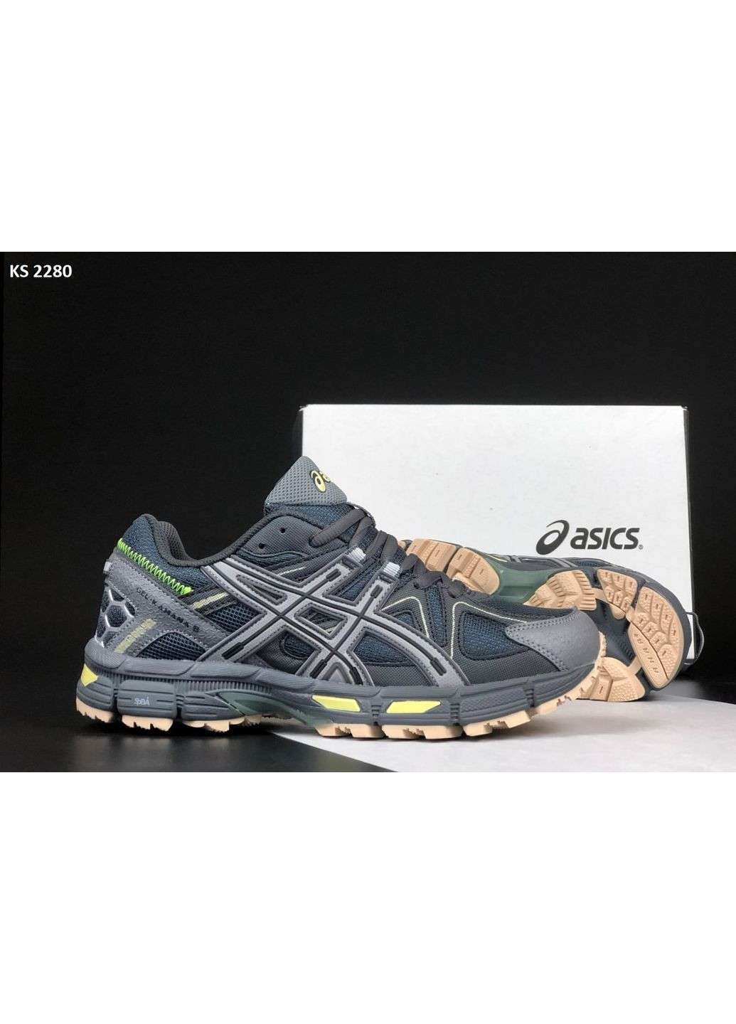 Серые демисезонные кроссовки мужские asics gel-kahana 8 gray green асикс гель кахано No Brand