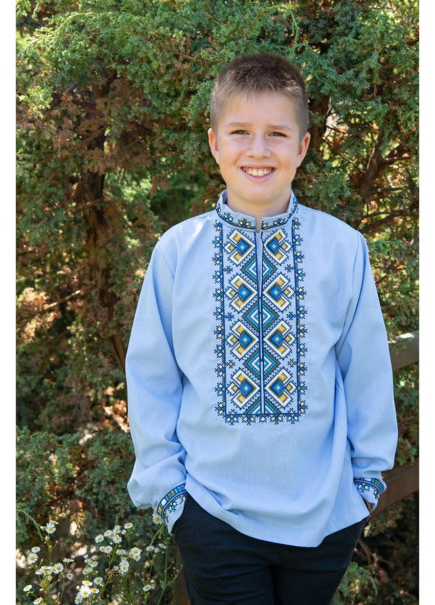 Вишиванка для хлопчика Мозаїка блакитна V&V 7432 (355802441)