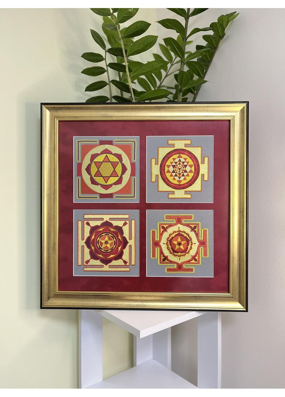 Картина-оберіг 4 Янтри 50×50 см сірий котон з вишивкою (NF0032) Tiferet-NF (371772216)