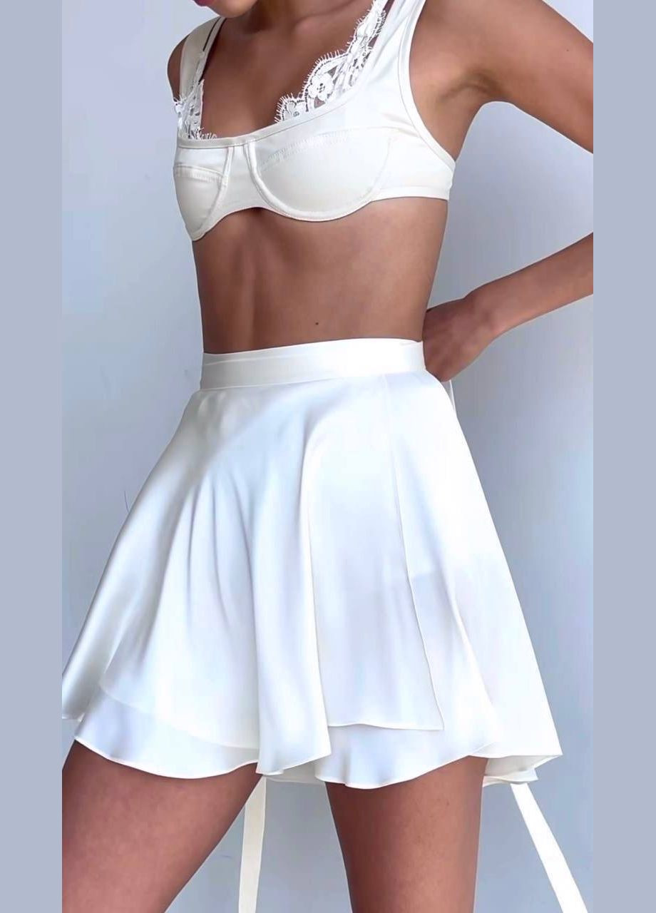 Белая повседневная однотонная женская юбка на запах Гермес на запах