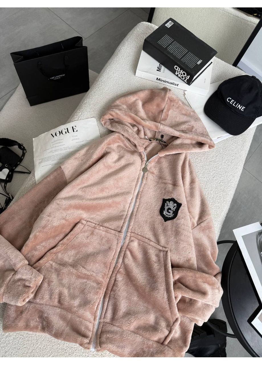 Женский плюшевый бомбер с капюшоном на молнии MonCher на молнии (365638067)