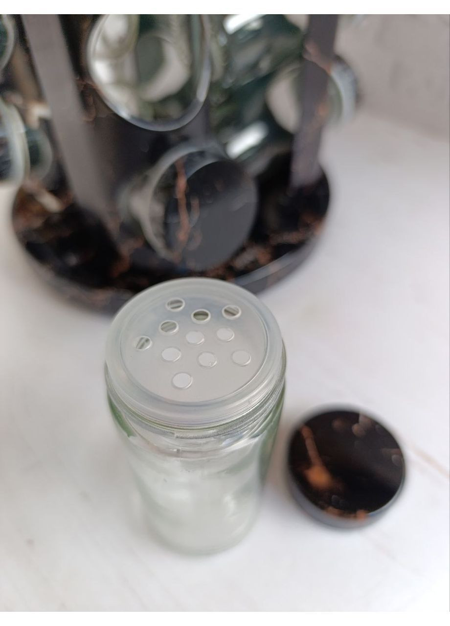 Набор для специй 3184 на металлической подставке 13 предметов Черный мрамор A-Plus (366424505)