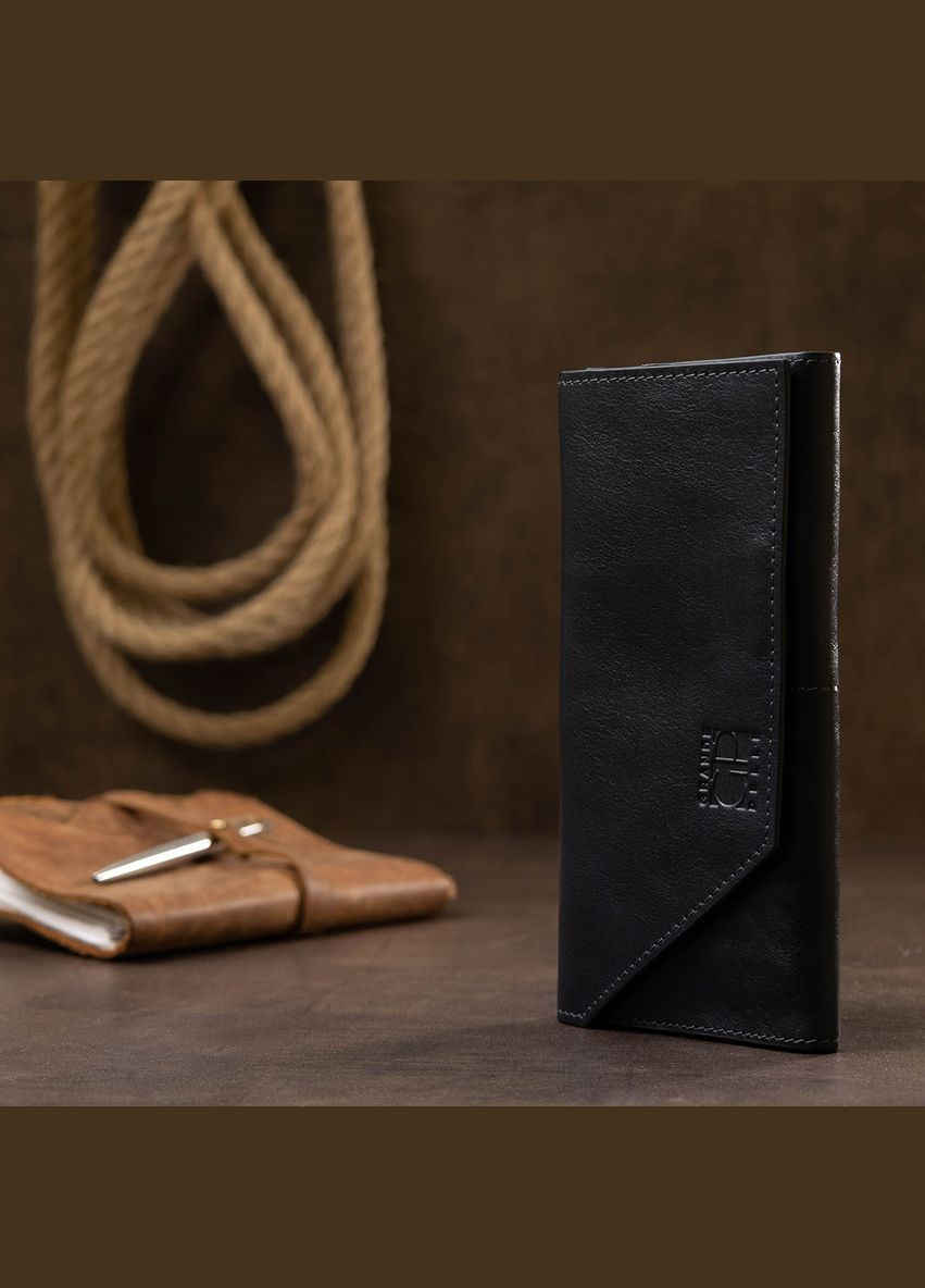 Горизонтальне Шкіряне портмоне чоловіче 11557 Синій Grande Pelle (306882180)