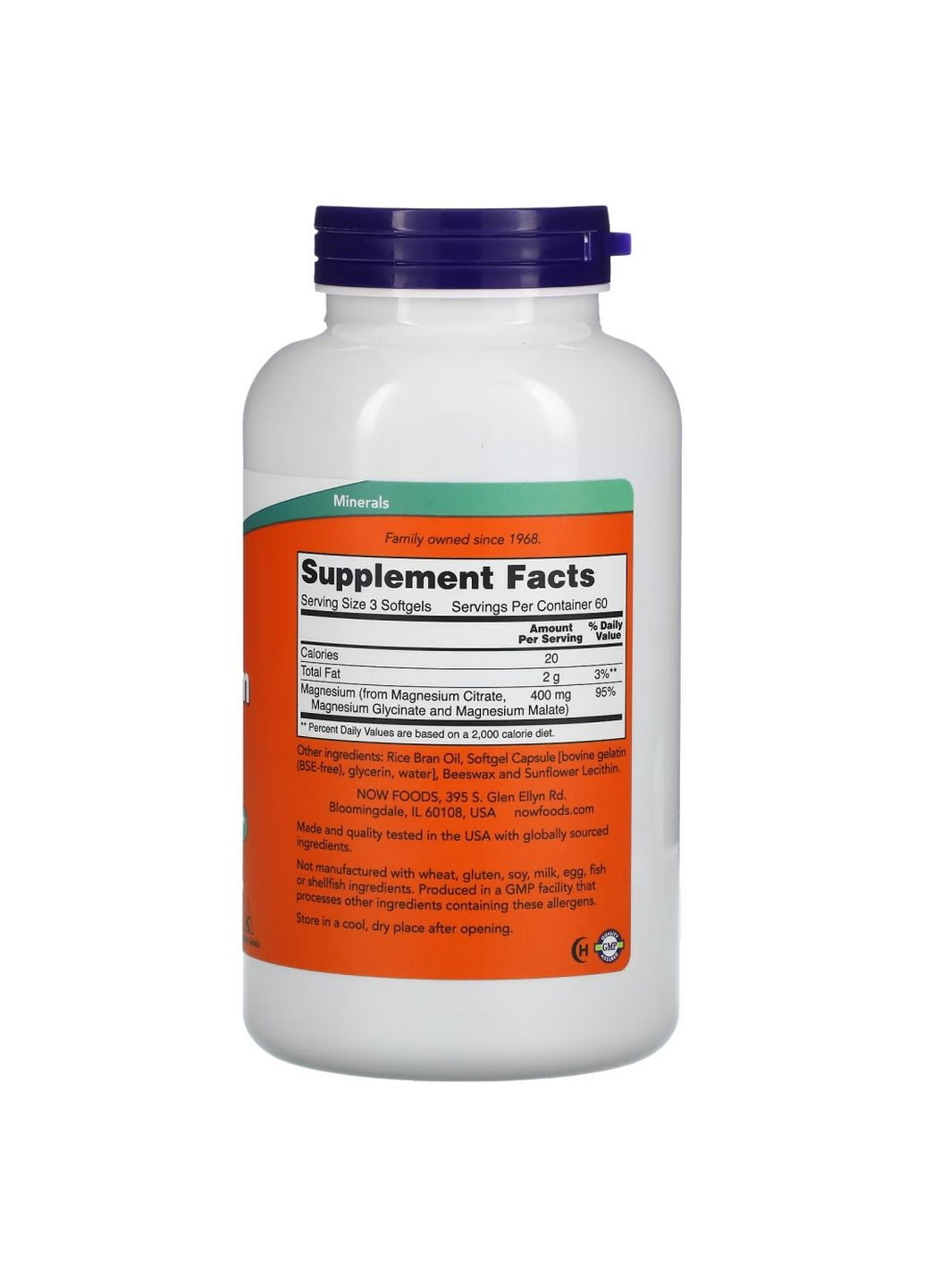 Вітаміни та мінерали Magnesium Citrate, 180 капсул Now (295898702)