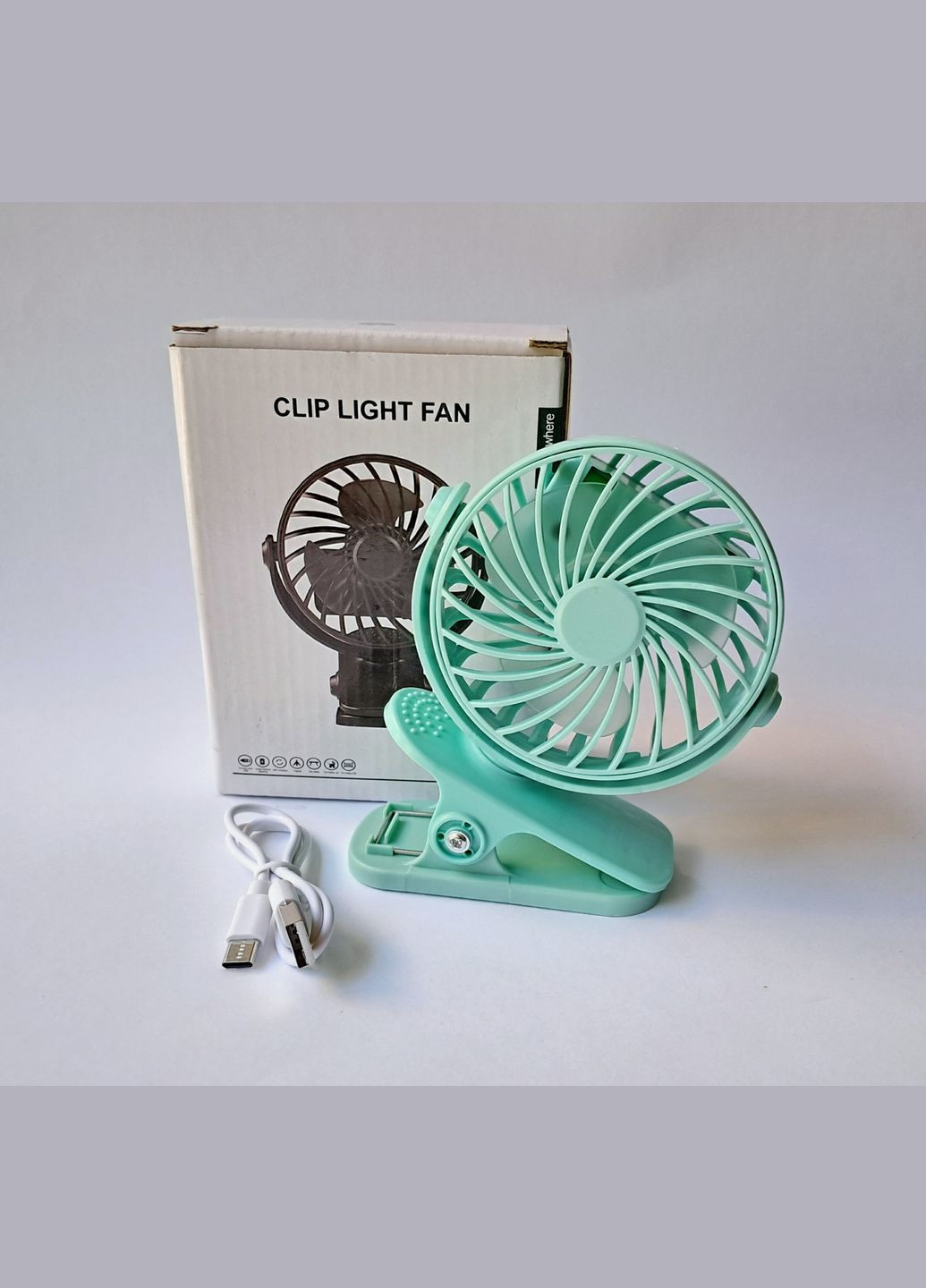 Міні вентилятор акумуляторний переносний на прищіпці з підсвічуванням USB F4G No Brand (329740158)