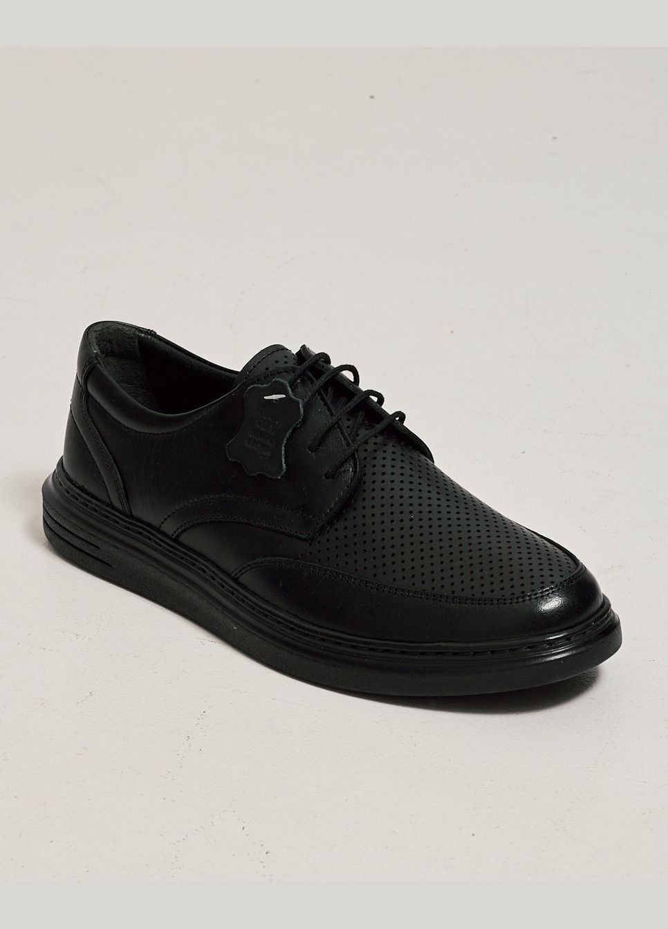 Черные повседневные туфли перфорированные кожа ALTURA на шнурках