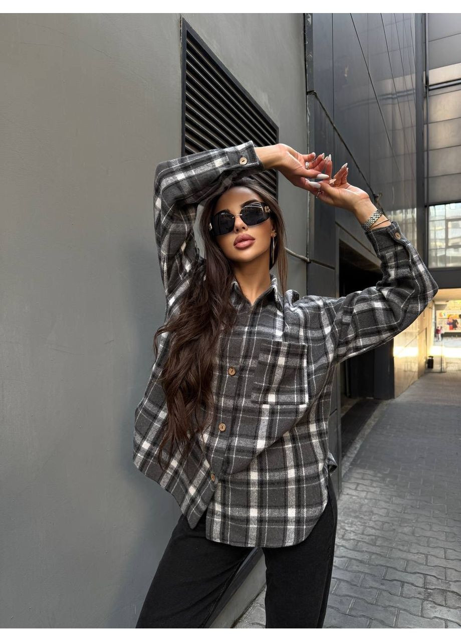 Кашемiрова жіноча сорочка графiтового кольору 34643 No Brand (361298503)