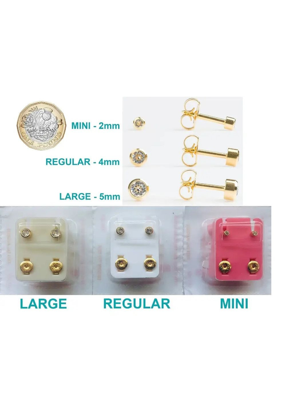 Сережки-гвоздики пусети середні крапан срібло Гороскоп, 12 кольорів, 3 мм, R113W 12пар. STUDEX (323666055)