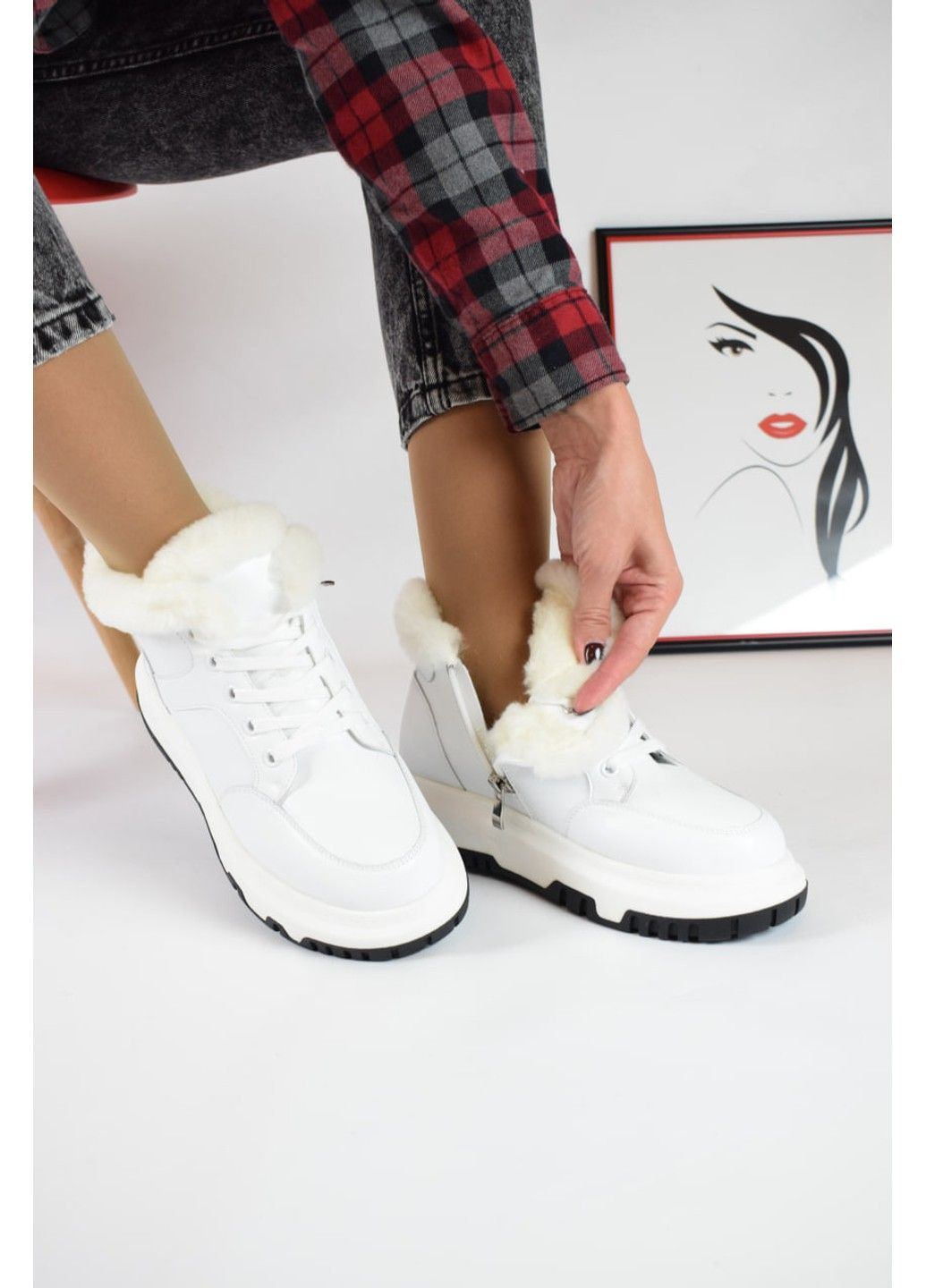 Зимние 259 ботинки зимние белые кожаные KDSL