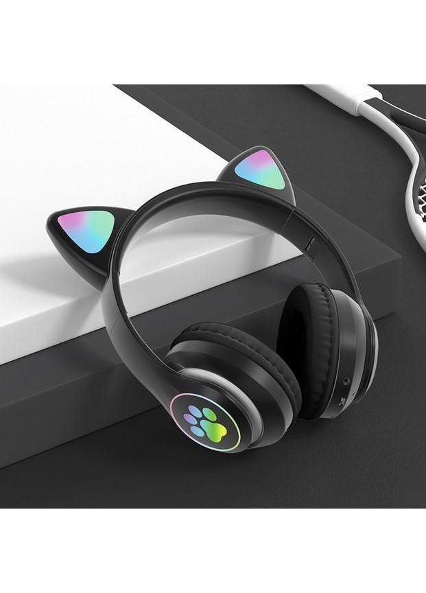 Навушники з котячими вушками STN-28 з LED підсвічуванням Чорний (2104618718) No Brand (362671511)