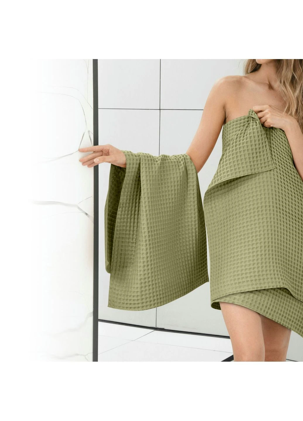 Вафельні рушники Sage Greek Waffle Зелений 2 шт (55x90_76Sage75x130) Cosas зелений