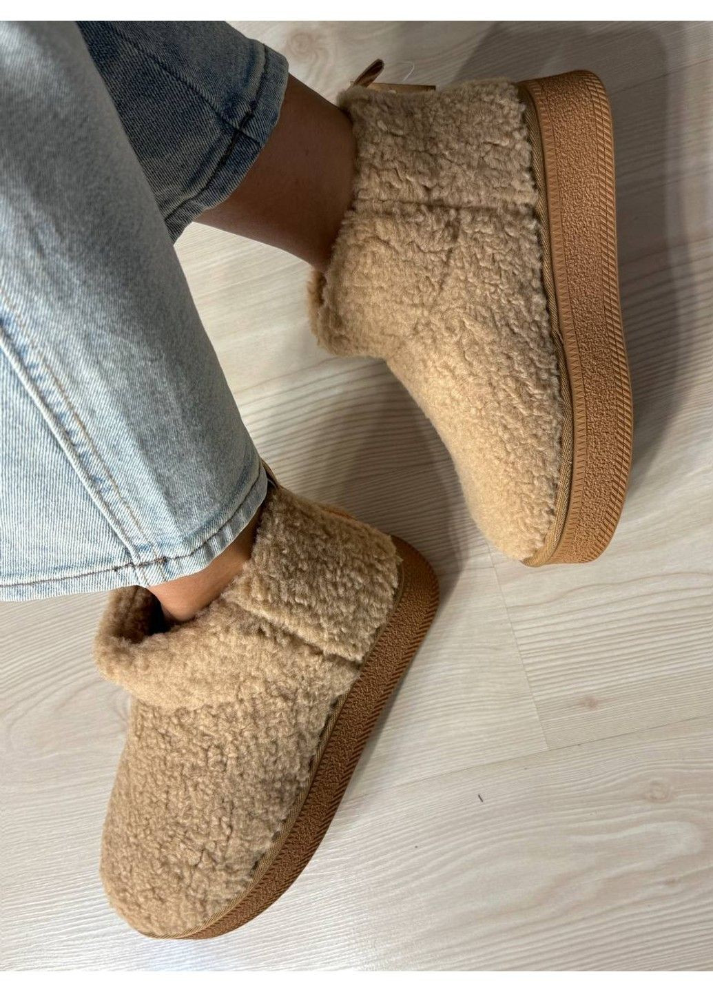 Угги женские 37-2 с мехом тедди на платформе бежевые Hengji (353309111)