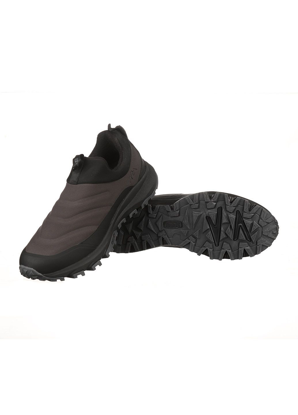 Серые зимние кроссовки мужские зимние без застежек с плащевки без шнуровки на высокой подошве повседневные для улицы черные m7651-2 Baas