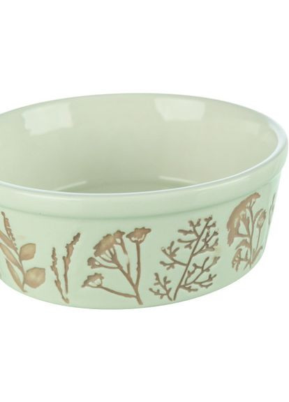 Миска керамічна з рослинним текстурним принтом для собак 0,3 л d 12 см біло-коричнева (*) Trixie (330827739)