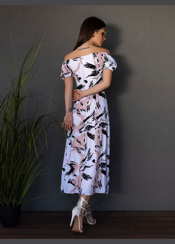 Светло-бежевое платье 14680 бело-бежевое ISSA PLUS однотонное