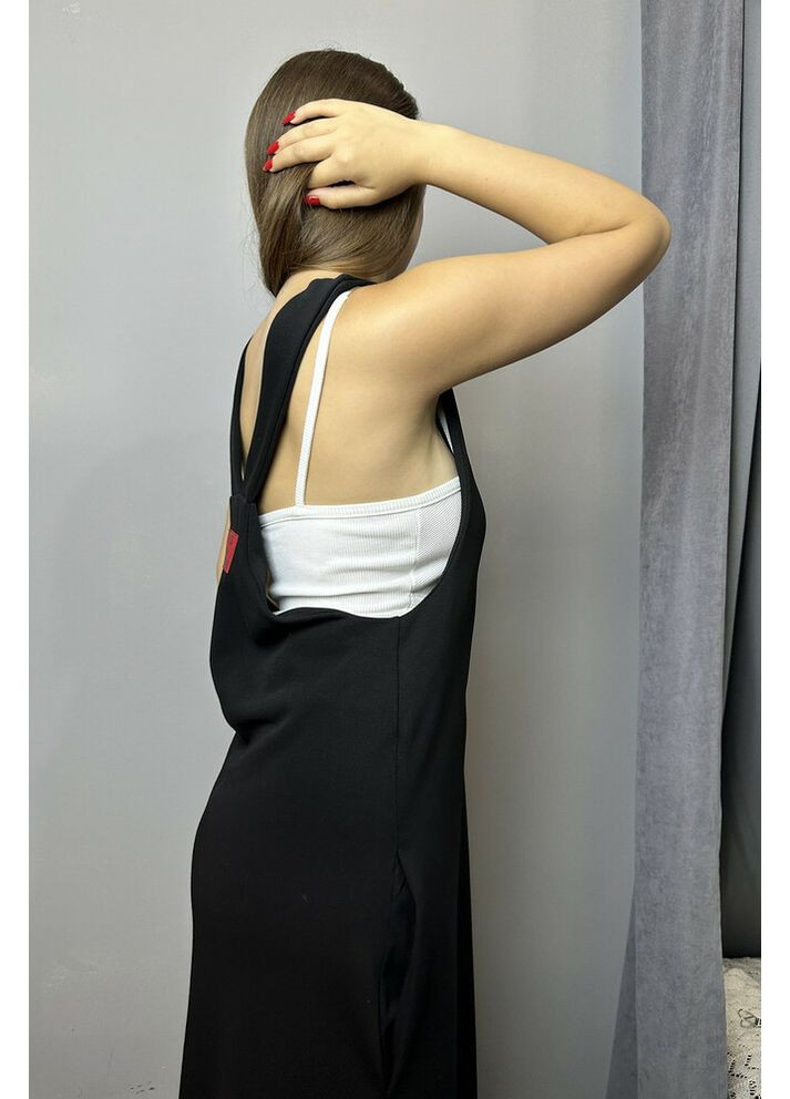 Чорна повсякденний сарафан жіночий трикотажний довгий mkks9003-1 KAPTSOVA