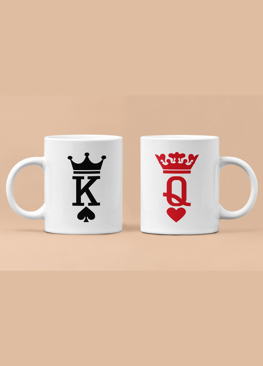 Парні чашки кружки King Queen Король та Королева карткові для Закоханих Біла 330 мл Orca (316259561)