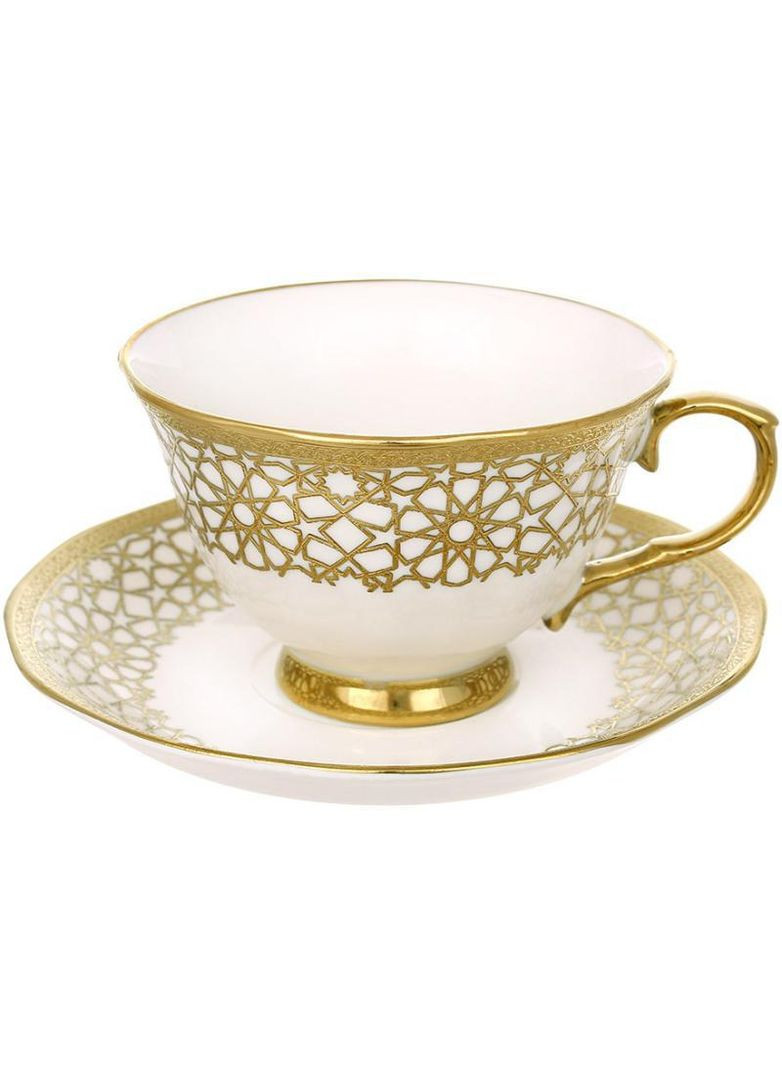 Чайный сервиз "Афина" 6 фарфоровых чашек 240мл и 6 блюдец BonaDi (365248483)