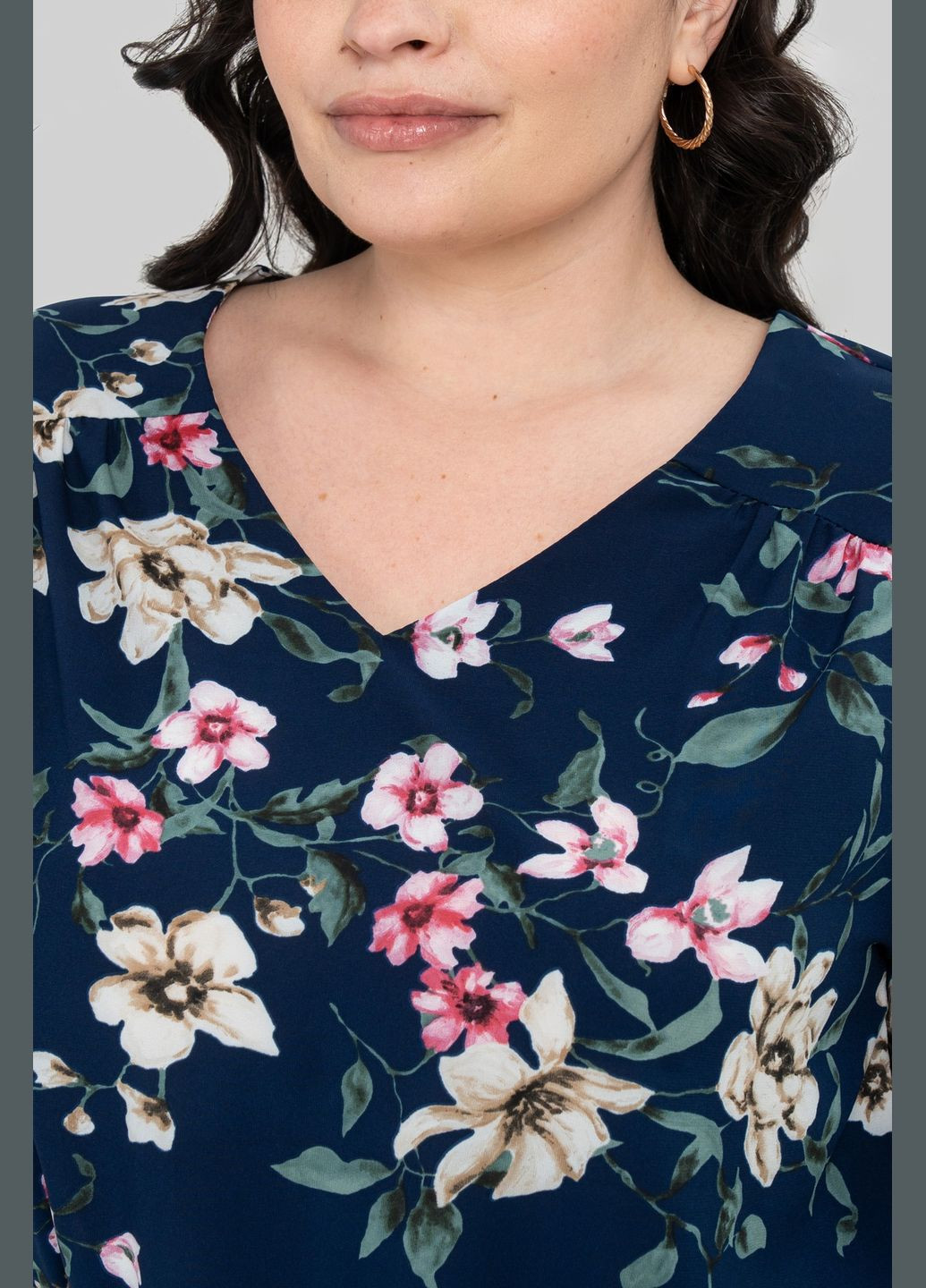 Темно-синее летнее шифоновое платье с v-образным вырезом расклешенное вниз all posa (ap102464p) A'll Posa