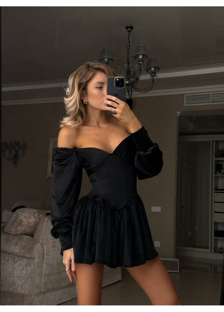 Комбінезон Україна комбінезон-шорти чорний святковий, коктейльний, повсякденний, відвертий, вечірній велюр