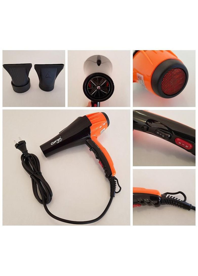Профессиональный фен для волос GM-1765 две скорости и три режима 2800 Вт Черный Gemei (306447740)