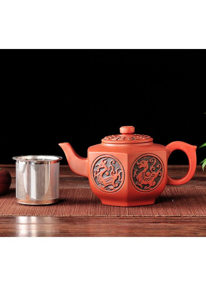 Чайник заварювальний глиняний "Хранники чотирьох напрямів" Червоний 700 мл No Brand (366871739)