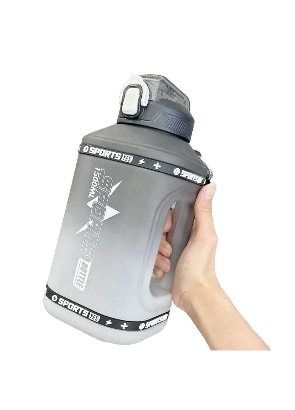 Супер яркая, спортивная бутылка для воды 1500 мл. Черная No Brand (269696788)