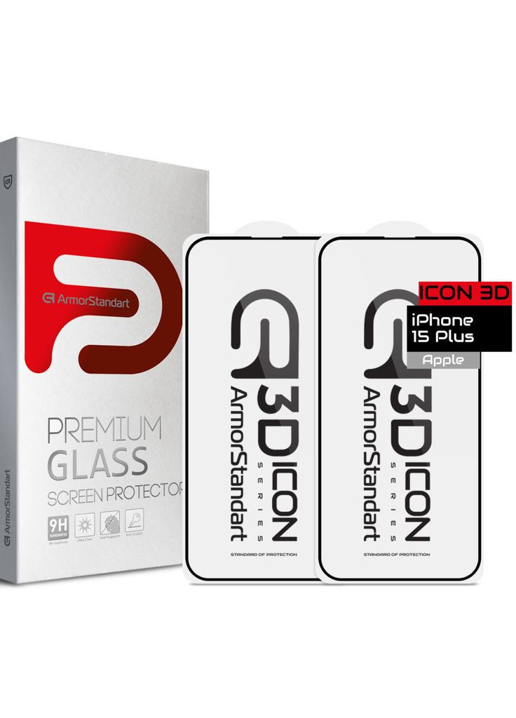 Стекло защитное (m353435) ArmorStandart Icon 3D iPhone 15 Plus Black 2pcs (367067346)