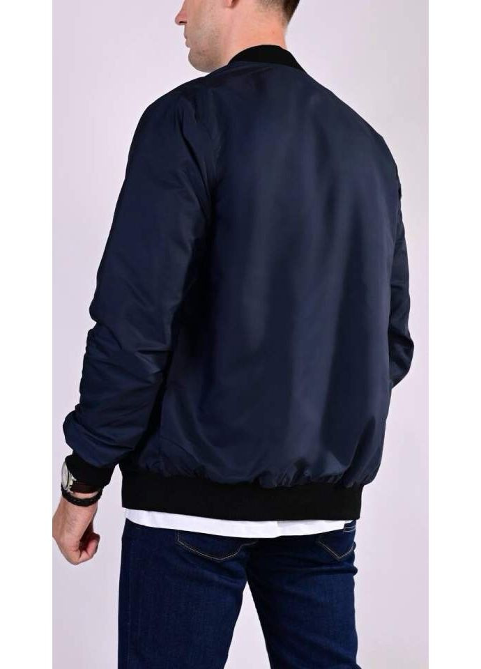 Темно-синяя демисезонная мужская куртка-ветровка темно-синяя из болонья л ( ) NONA