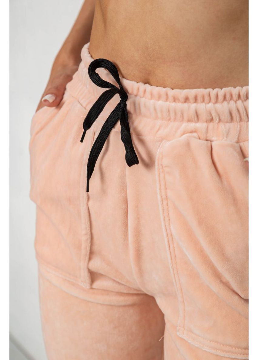 Шорти жіночі однотонні велюрові, колір персиковий, 238R58169 Anello (370377762)