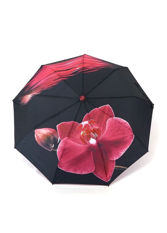 Малинова парасолька автомат 3094 max comfort жіноча на 9 спиць принтом квіти чорно-малиновий Susino середня система антивітер (301647606)