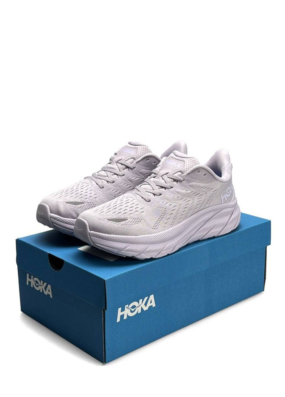 Сірі літні кросівки hoka No Brand Clifton 8 Light Purple Grey