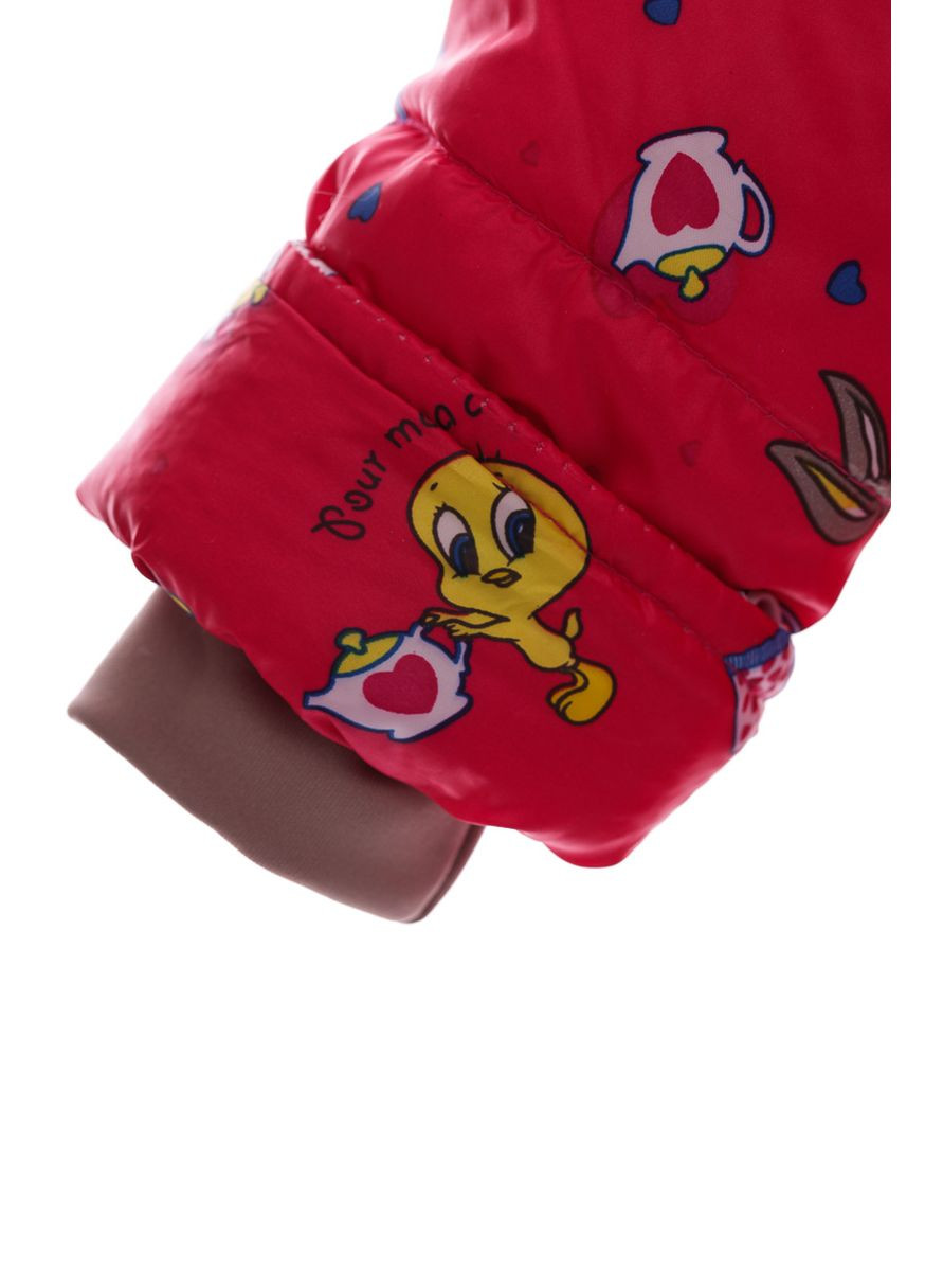 Красный зимний комбинезон на синтепоне для девочки с принтом зайки евро ноль красный 86 см (28409) BABYKROHA