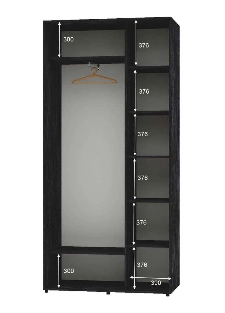 Шкаф-купе двухдверный 100*45*250 Бетон темный ДСП/Зеркало с пескоструйным рисунком Алекса (360478448)