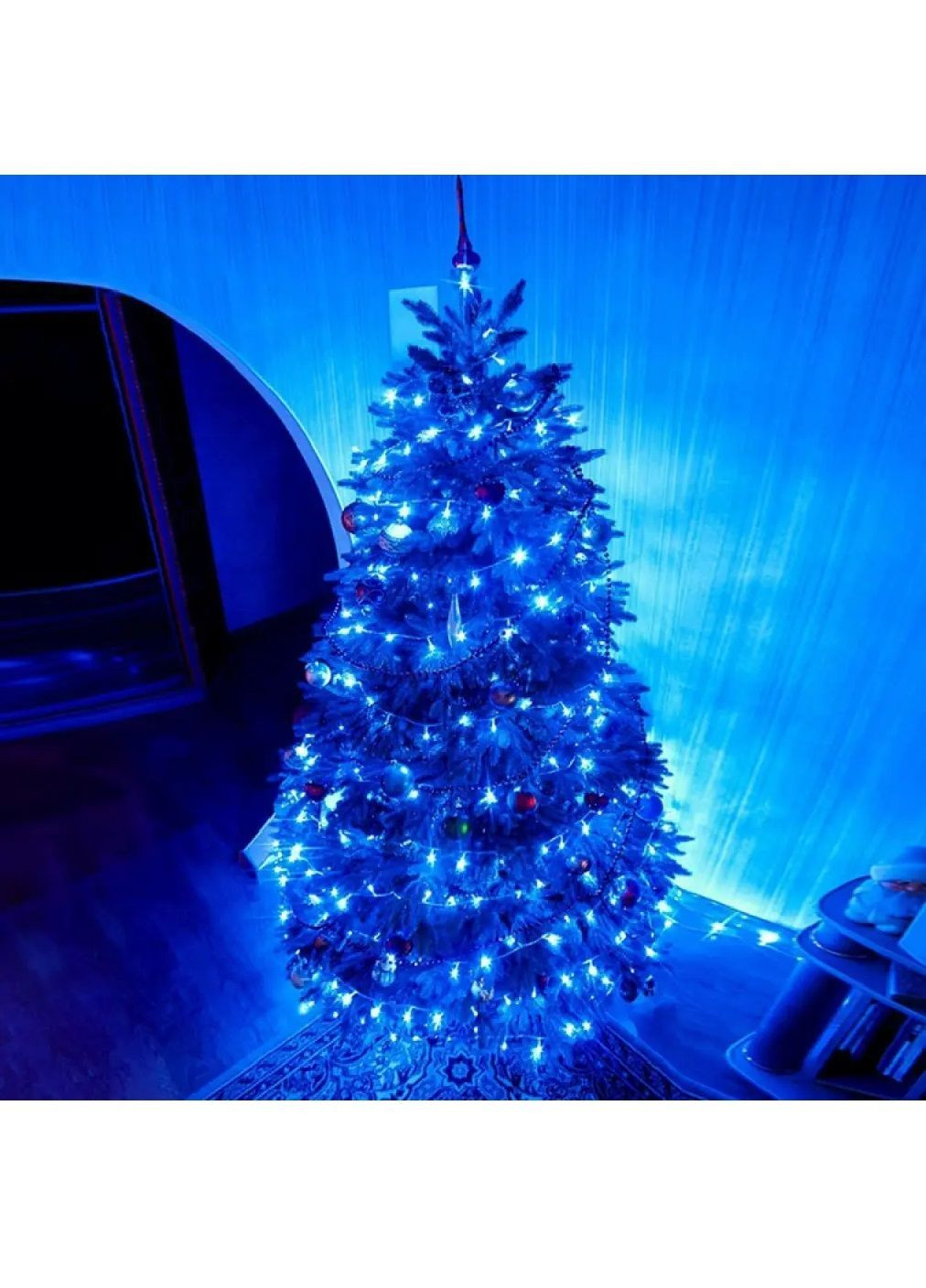 Гірлянда нитка вулична кімнатна світлодіодна новорічна з роботою від мережі зеленим кабелем 50 м 800 лампочок (482064-Prob) Синя Unbranded (370084123)