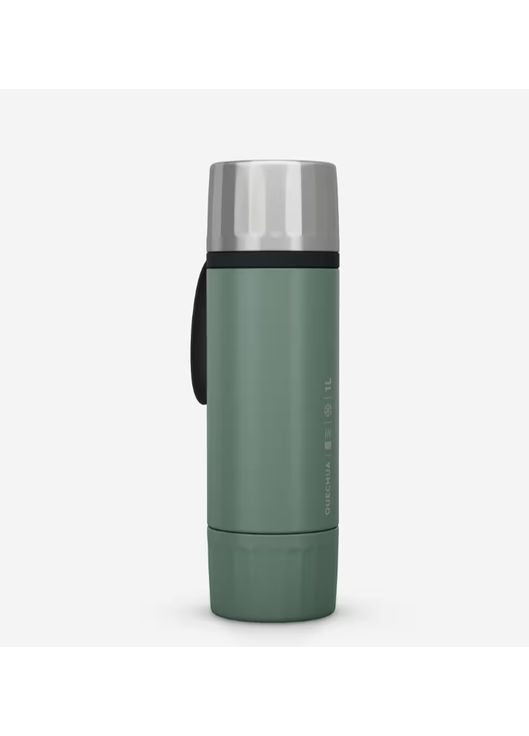 Термос 1л Нержавіюча Сталь Зелений 2 Чашки Quechua (363823378)