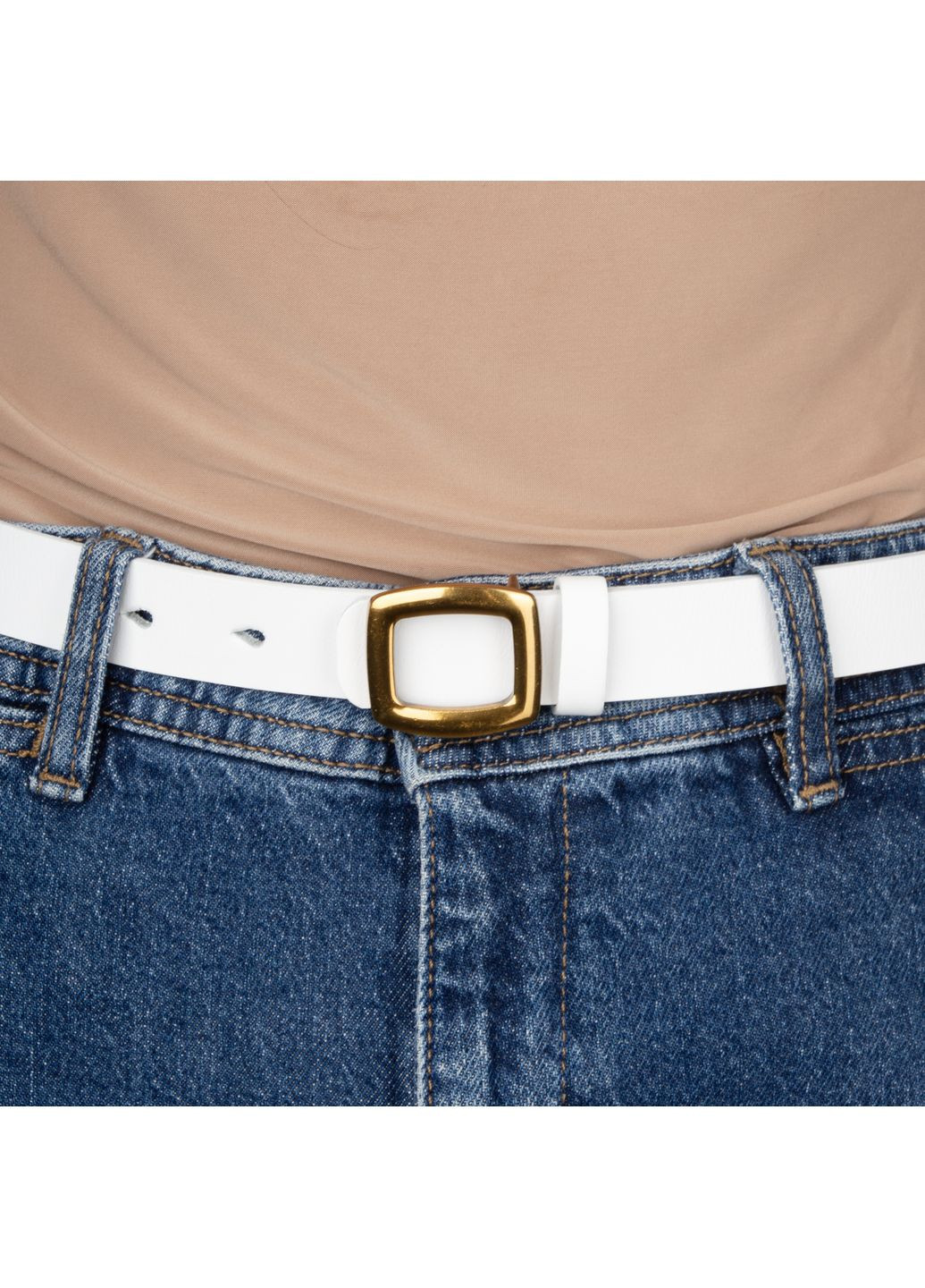 Ремінь шкіряний жіночий НС-2558 (110 см) білий HandyCover (366062736)