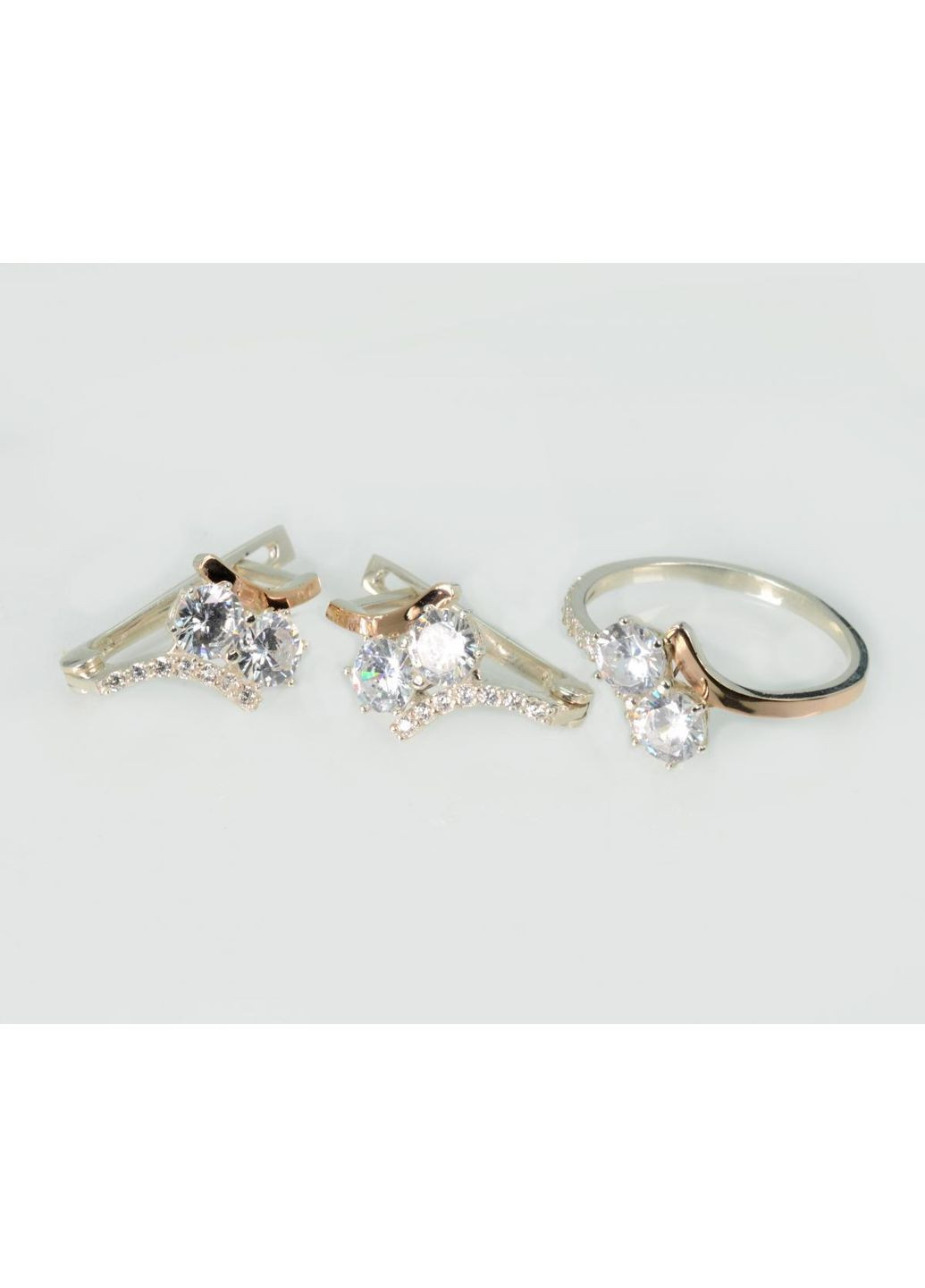 Срібний гарнітур з золотими вставками Silver Style (367112679)