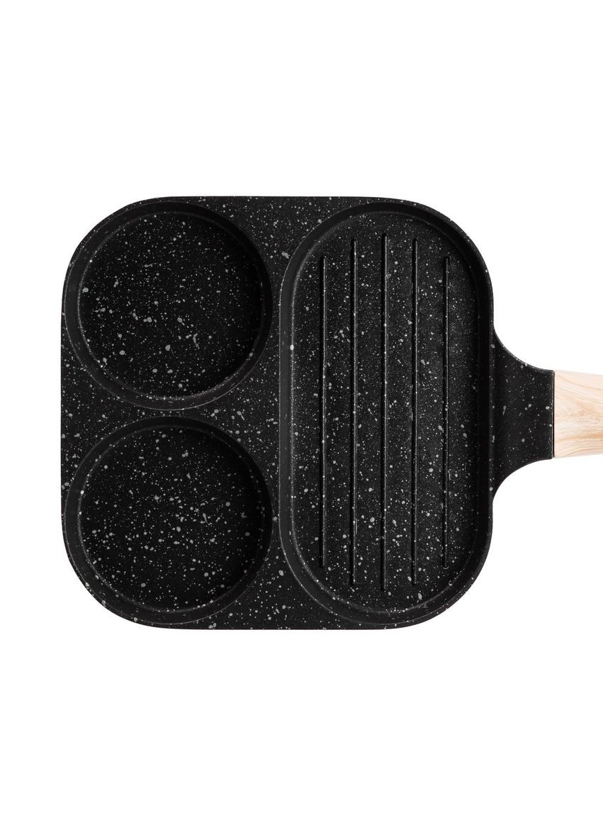 Сковорода квадратна порційна на 3 секції з антипригарним покриттям чорна HP39571B Jooki (358705702)