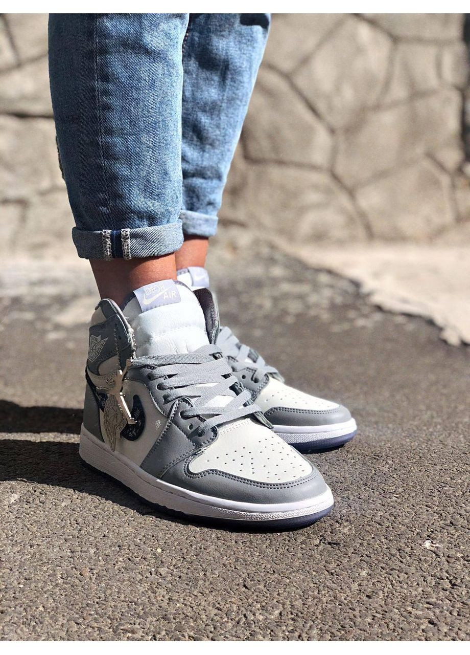 Белые демисезонные кроссовки мужские nike air jordan 1 retro high x dior найк аир джордан No Brand