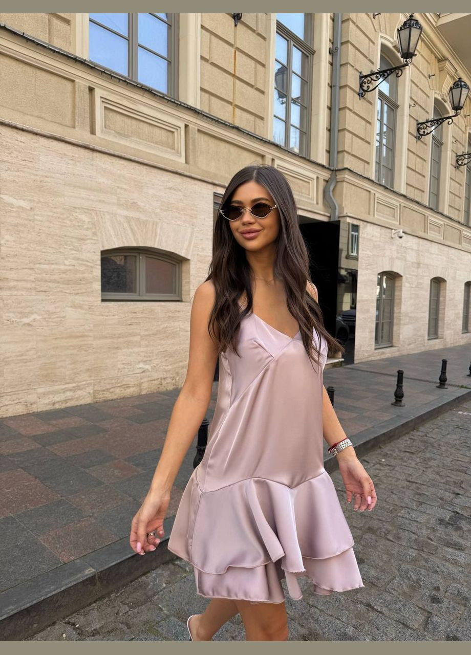 Пудровое повседневный, праздничный женское платье из шелка Avanti однотонное