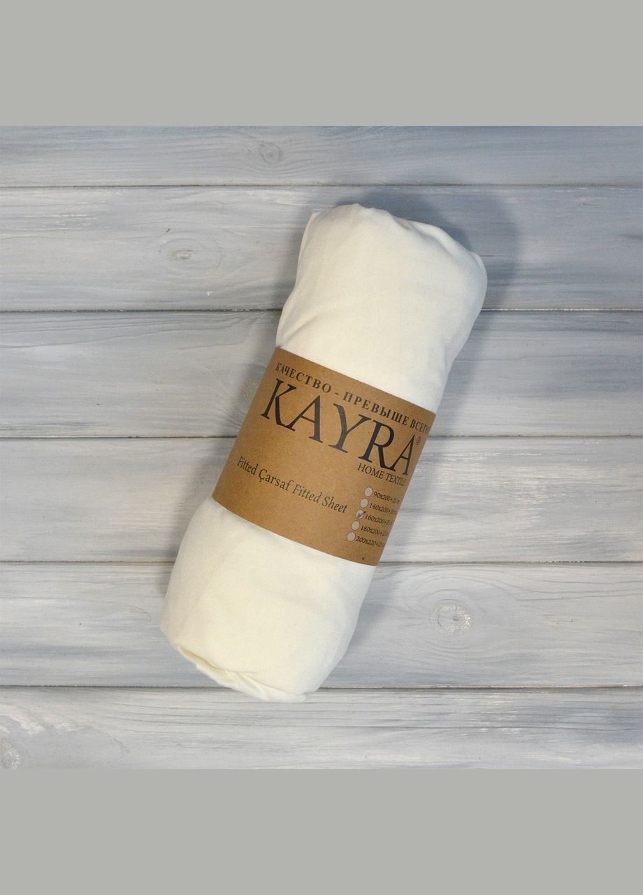 Простирадло 140х200+25см трикотаж на резинці Кремове Kayra (318382406)