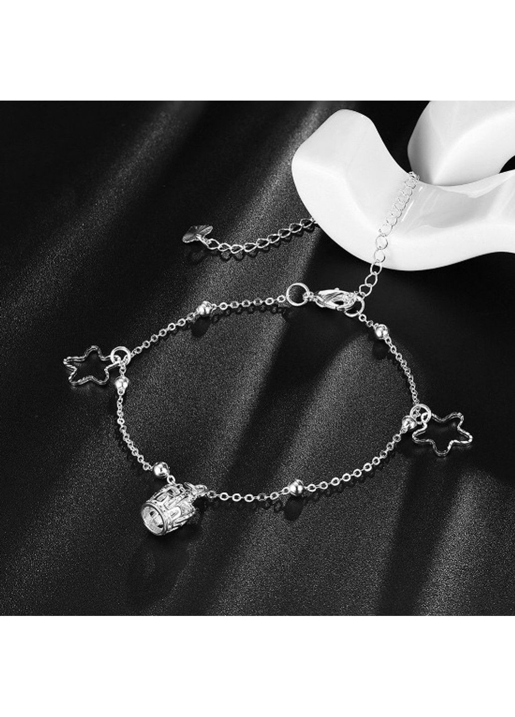 Жіночий браслет на ногу зірочка корона довжина регулюється до 30см BA-208 No Brand (299486424)