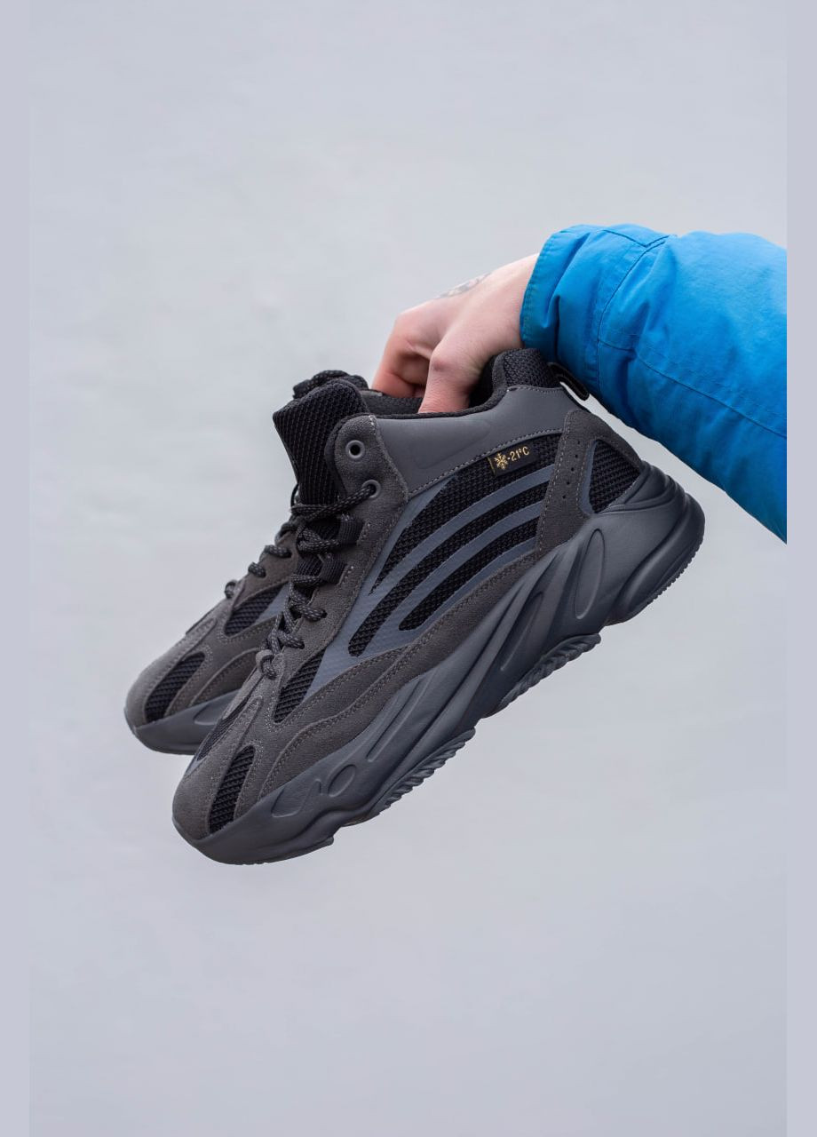 Темно-сірі Зимовий чоловічі кросівки зимові хутро сірі No Brand